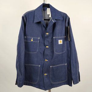 Mens Carhartt Blue Denim Cotton Chore Jacket Size 44